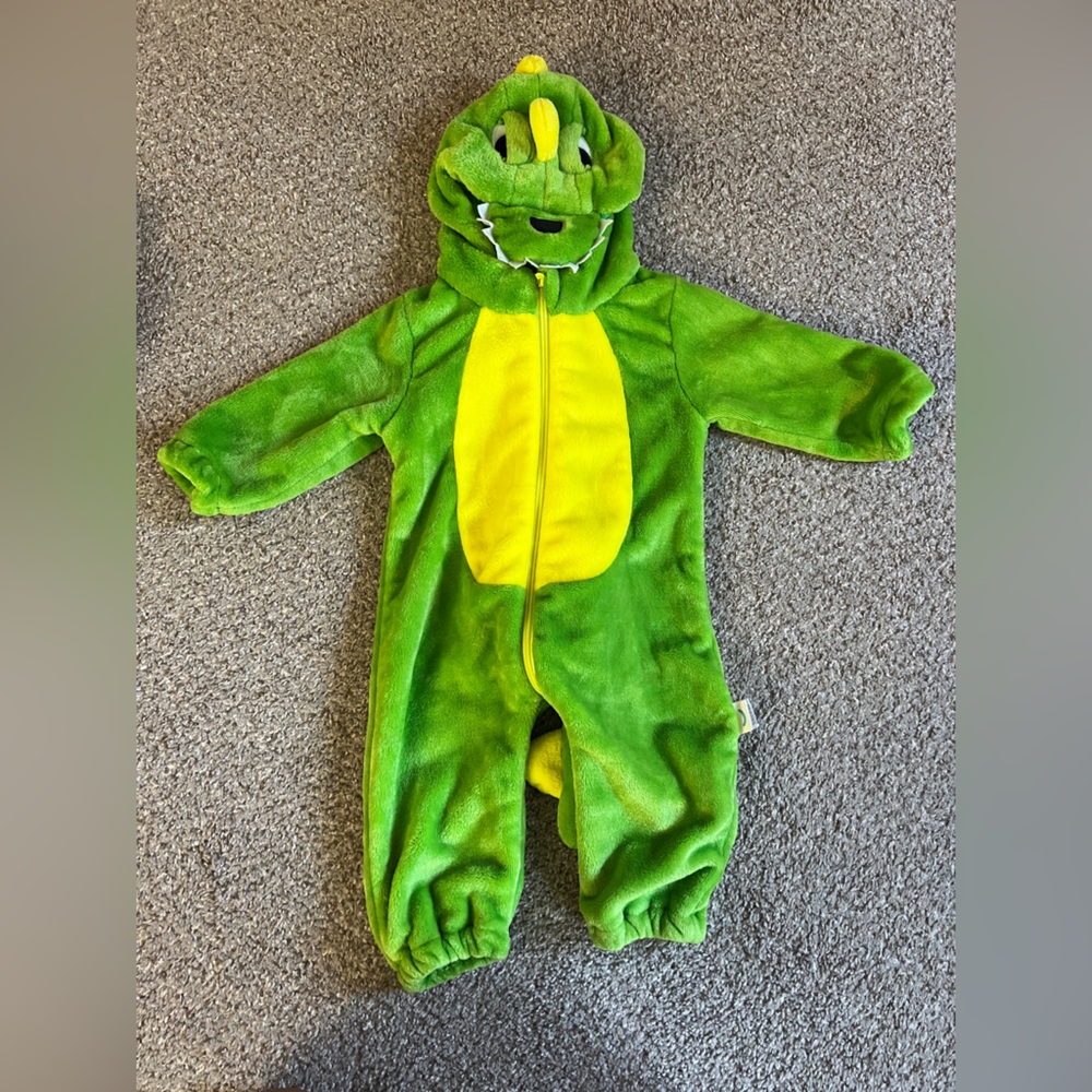 Green Plush Dinosaur Kids Halloween Costume - Hooded One-Piece